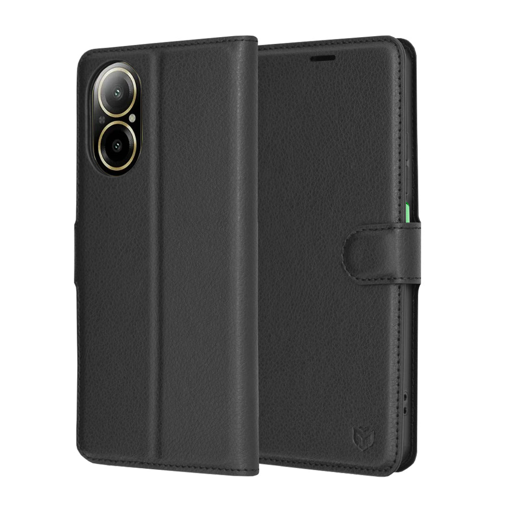 Ovitek za Realme C67 4G, Techsuit, usnjeni folio, črn