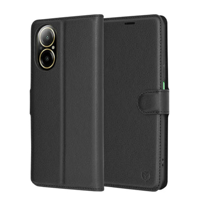 Ovitek za Realme C67 4G, Techsuit, usnjeni folio, črn