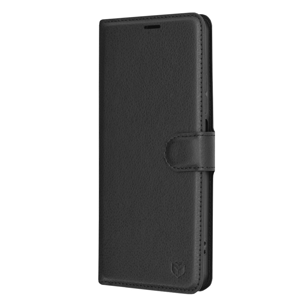 Ovitek za Realme C67 4G, Techsuit, usnjeni folio, črn