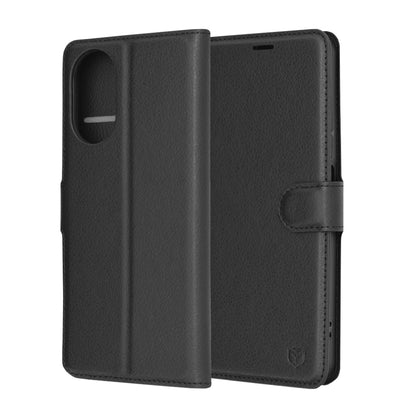 Ovitek za Realme C67 4G, Techsuit, usnjeni folio, črn