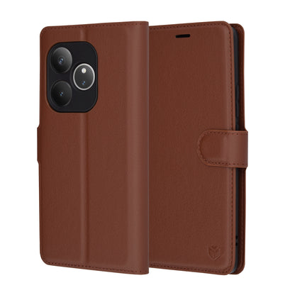 Ovitek za Realme GT 6T / GT 6, Techsuit, usnjeni folio, rjav