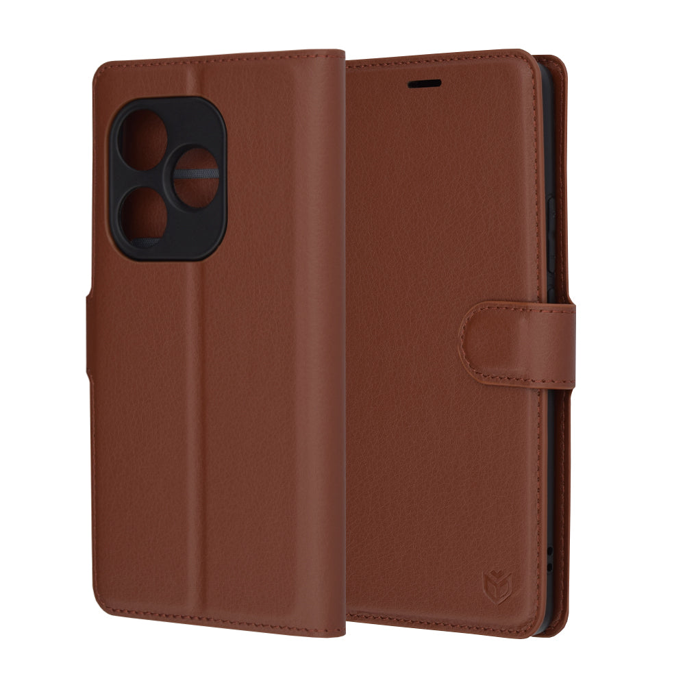 Ovitek za Realme GT 6T / GT 6, Techsuit, usnjeni folio, rjav