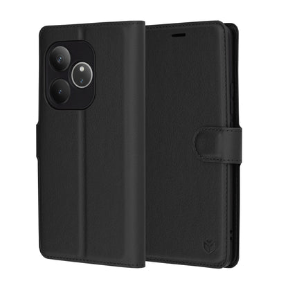 Ovitek za Realme GT 6T / GT 6, Techsuit, usnjeni folio, črn