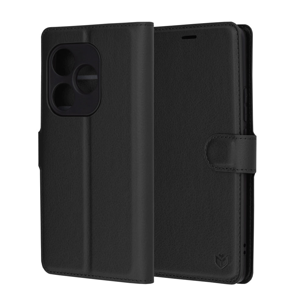 Ovitek za Realme GT 6T / GT 6, Techsuit, usnjeni folio, črn