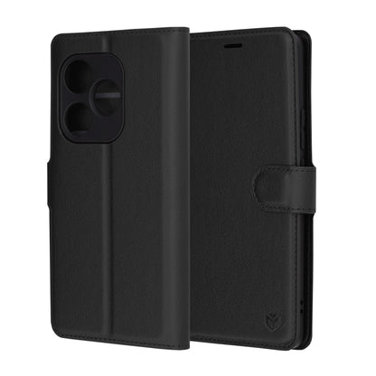 Ovitek za Realme GT 6T / GT 6, Techsuit, usnjeni folio, črn