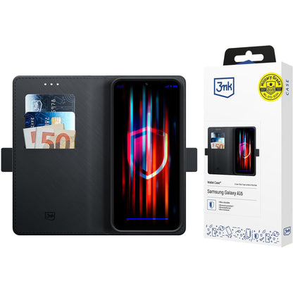 Ovitek za Samsung Galaxy A16 5G A166 / A16 4G A165, 3MK, Denarnica, Črn