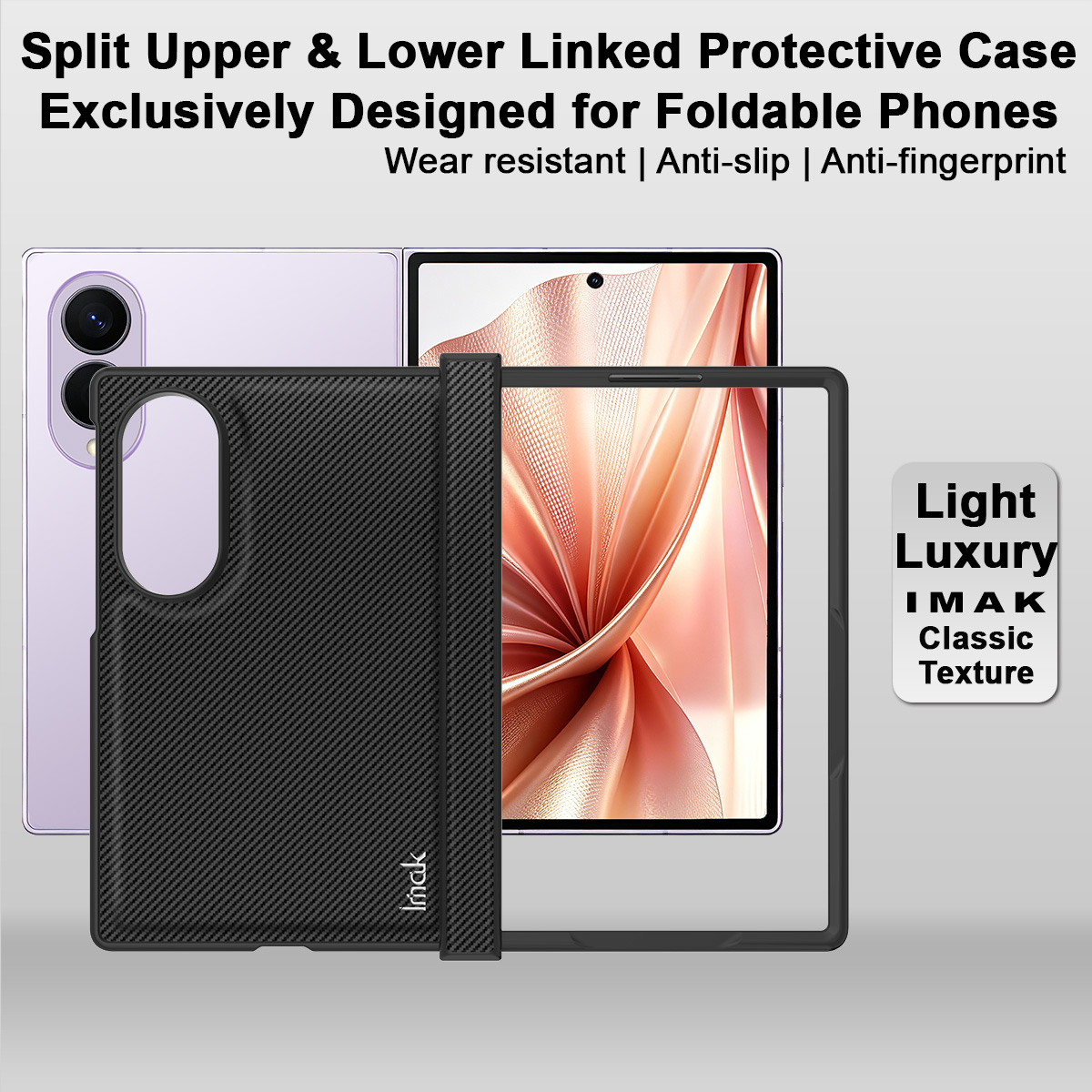 Ovitek za Samsung Galaxy Z Fold8 F971, Imak, Karbon, Črn