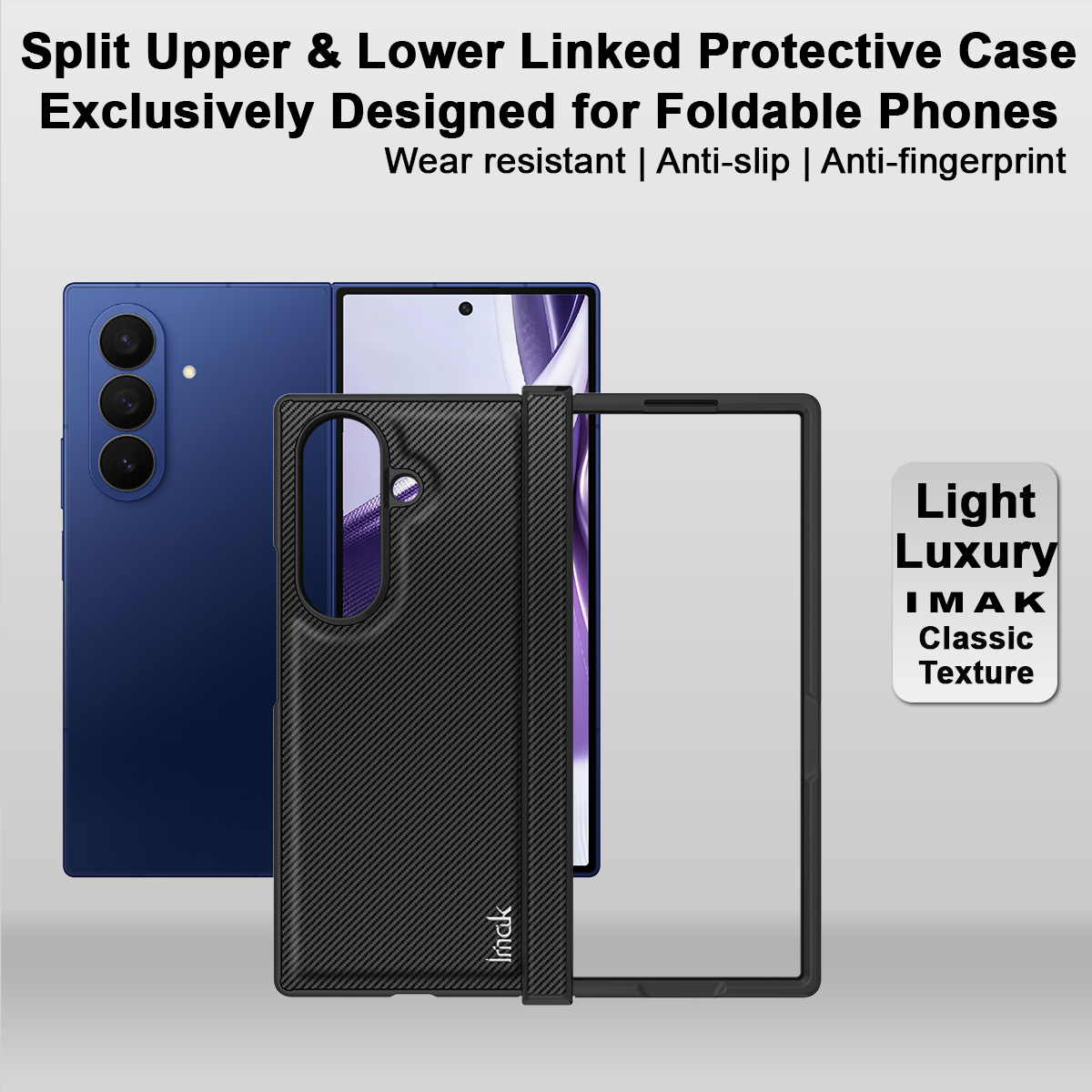 Ovitek za Samsung Galaxy Z Fold8 Ultra F976, Imak, Karbon, Črn