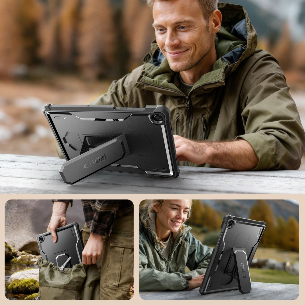 Ovitek za Samsung Galaxy Tab A11+ / Tab A9+, Tech-Protect, Kevlar Pro, Črn