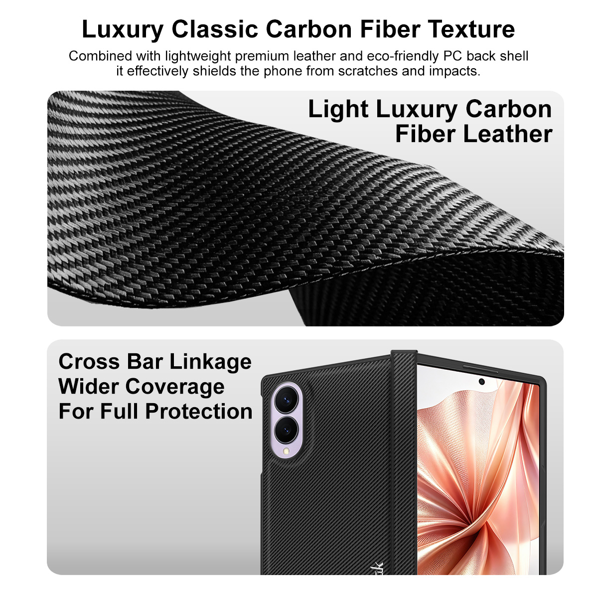Ovitek za Samsung Galaxy Z Fold8 F971, Imak, Karbon, Črn