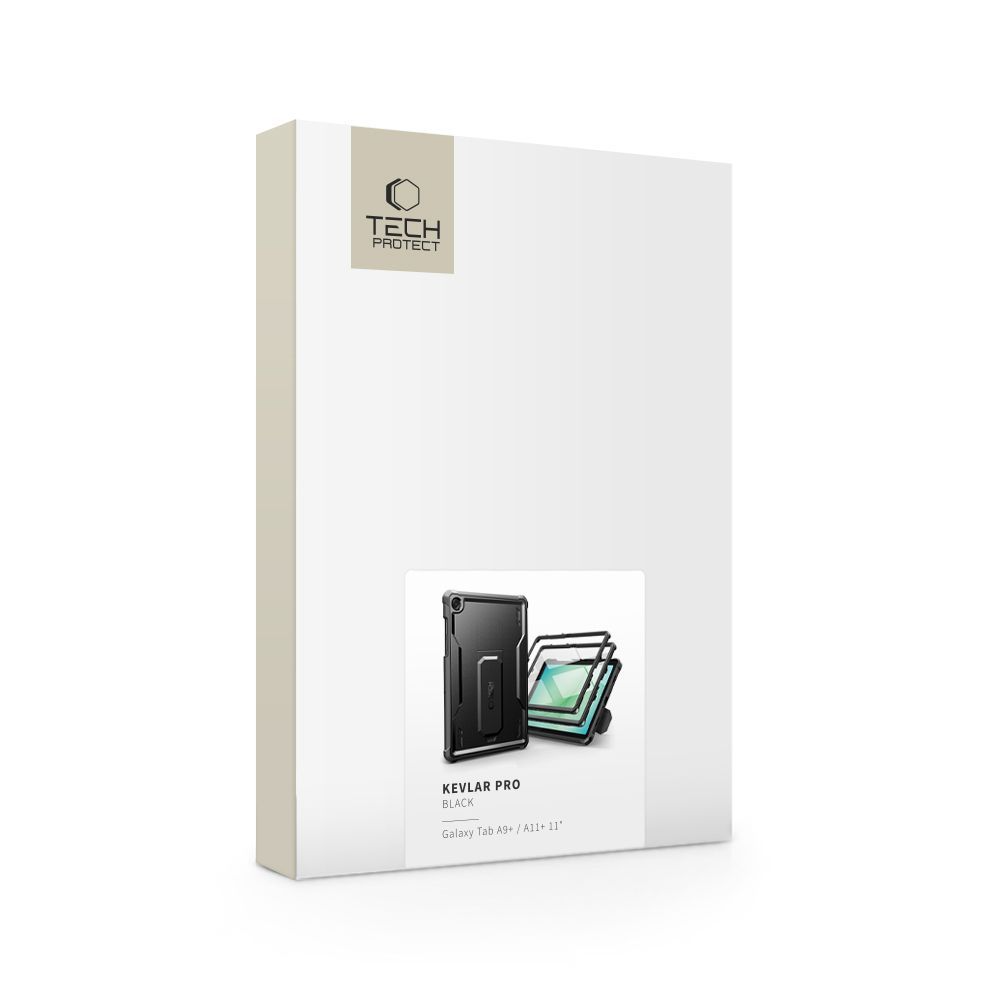 Ovitek za Samsung Galaxy Tab A11+ / Tab A9+, Tech-Protect, Kevlar Pro, Črn