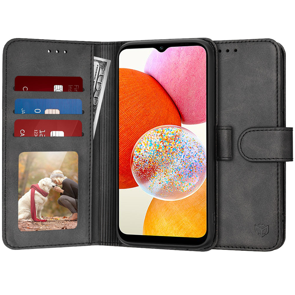 Ovitek za Samsung Galaxy A14 A145 / A14 5G A146, Techsuit, Diary Book, Črn
