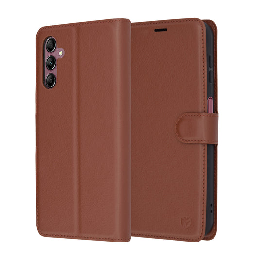 Ovitek za Samsung Galaxy A14 A145 / A14 5G A146, Techsuit, usnjen folio, rjav