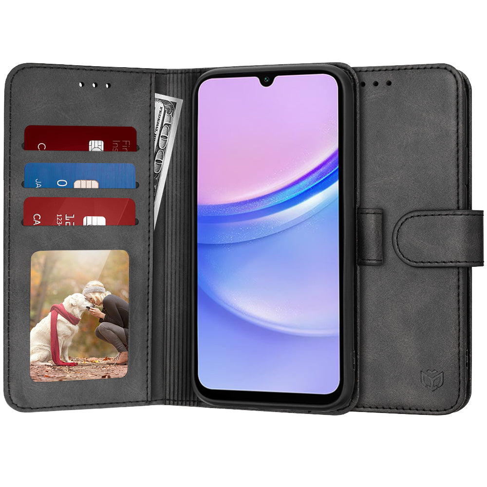 Ovitek za Samsung Galaxy A15 5G A156 / A15 A155, Techsuit, Diary Book, Črn