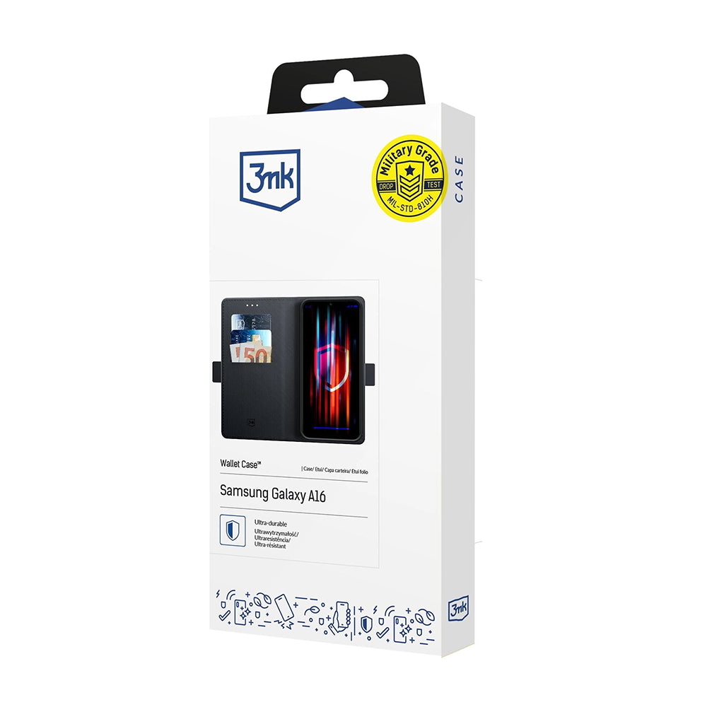 Ovitek za Samsung Galaxy A16 5G A166 / A16 4G A165, 3MK, Denarnica, Črn