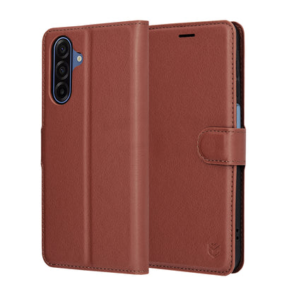 Ovitek za Samsung Galaxy A17 4G / A17 5G, Techsuit, usnjen folio, rjav