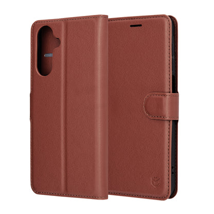 Ovitek za Samsung Galaxy A17 4G / A17 5G, Techsuit, usnjen folio, rjav