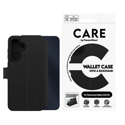 Ovitek za Samsung Galaxy A26 A266, PanzerGlass, Care Feature Kickstand Wallet, črn