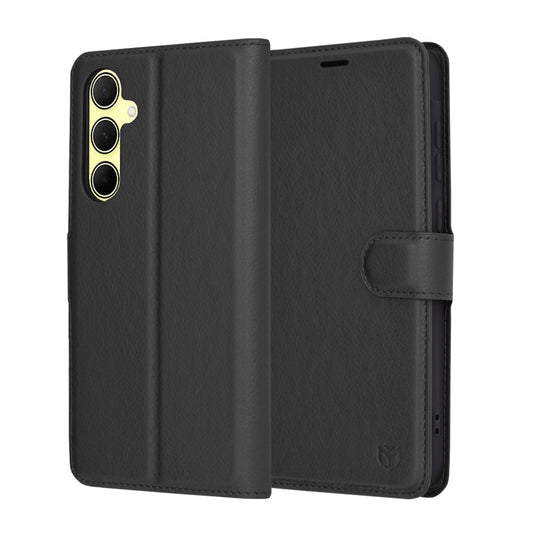 Ovitek za Samsung Galaxy A35 5G A356, Techsuit, usnjeni folio, črn