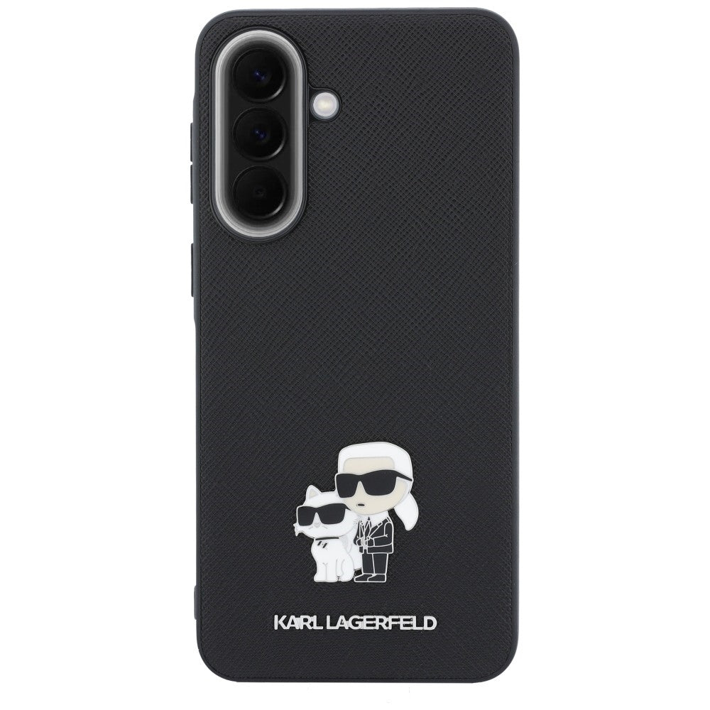 Ovitek za Samsung Galaxy A37 5G, Karl Lagerfeld, Saffiano Karl & Choupette Metal, Črn