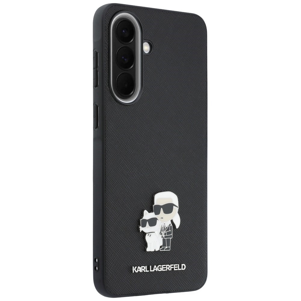 Ovitek za Samsung Galaxy A37 5G, Karl Lagerfeld, Saffiano Karl & Choupette Metal, Črn
