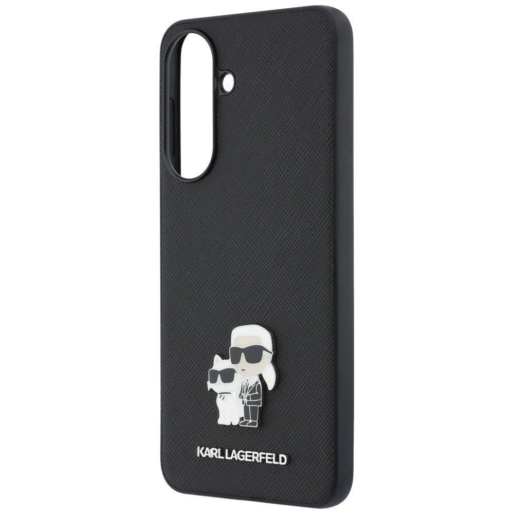 Ovitek za Samsung Galaxy A37 5G, Karl Lagerfeld, Saffiano Karl & Choupette Metal, Črn