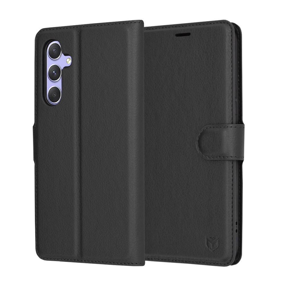 Ovitek za Samsung Galaxy A54 A546, Techsuit, usnjeni folio, črn