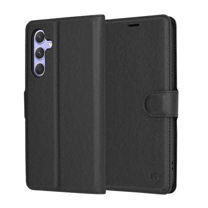 Ovitek za Samsung Galaxy A54 A546, Techsuit, usnjeni folio, črn