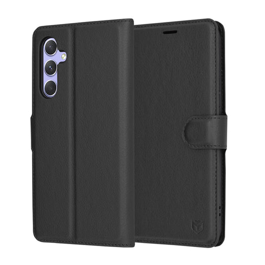 Ovitek za Samsung Galaxy A54 A546, Techsuit, usnjeni folio, črn