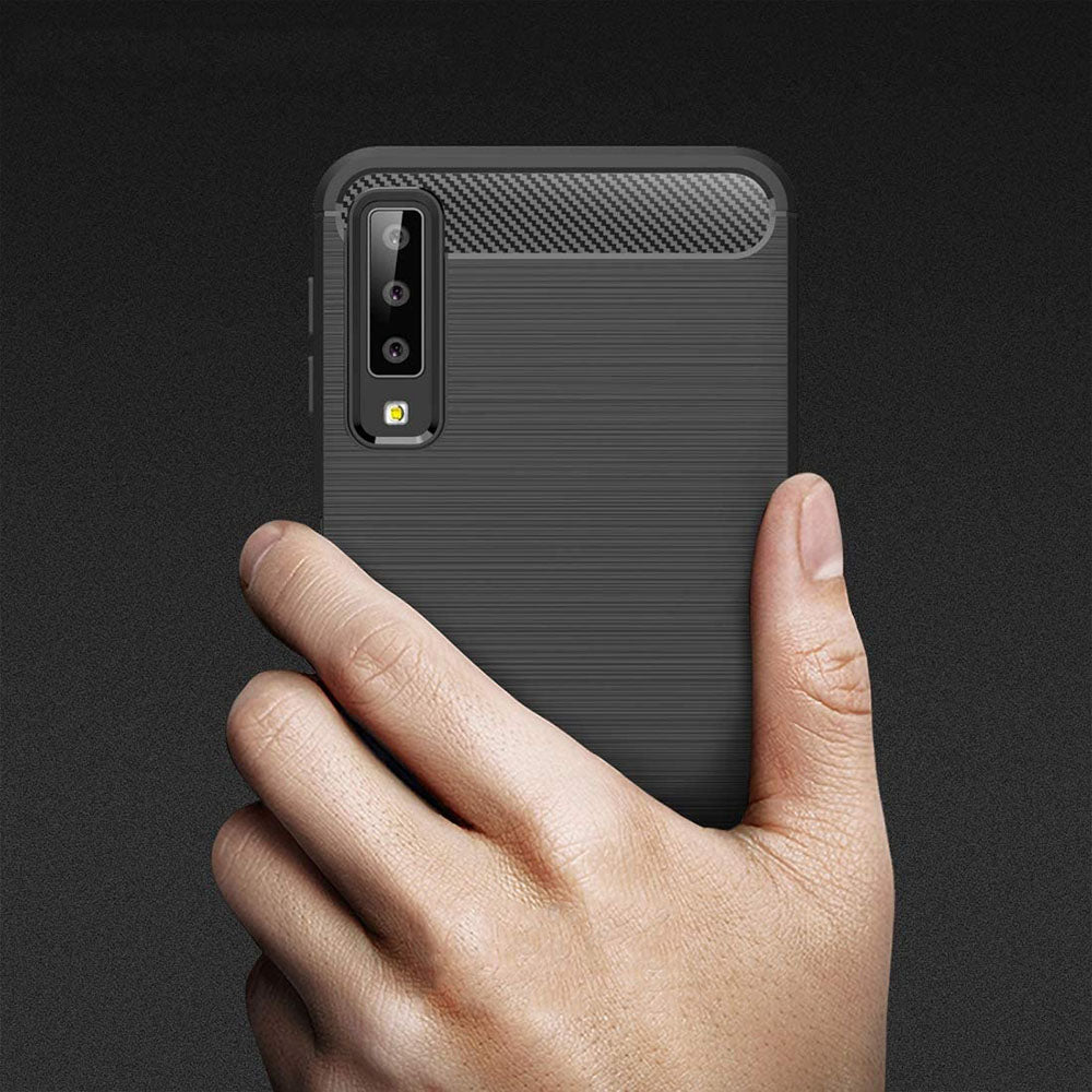 Ovitek za Samsung Galaxy A7 (2018) A750, Techsuit, ogljik, črn