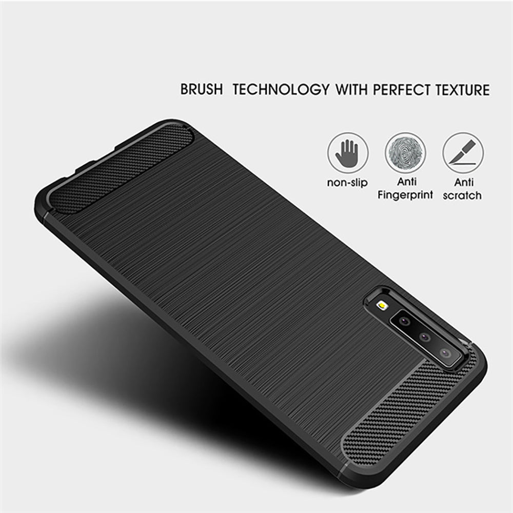 Ovitek za Samsung Galaxy A7 (2018) A750, Techsuit, ogljik, črn