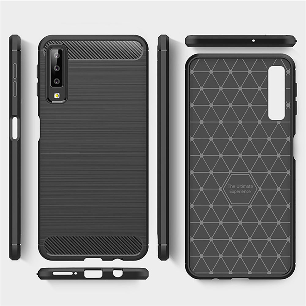 Ovitek za Samsung Galaxy A7 (2018) A750, Techsuit, ogljik, črn