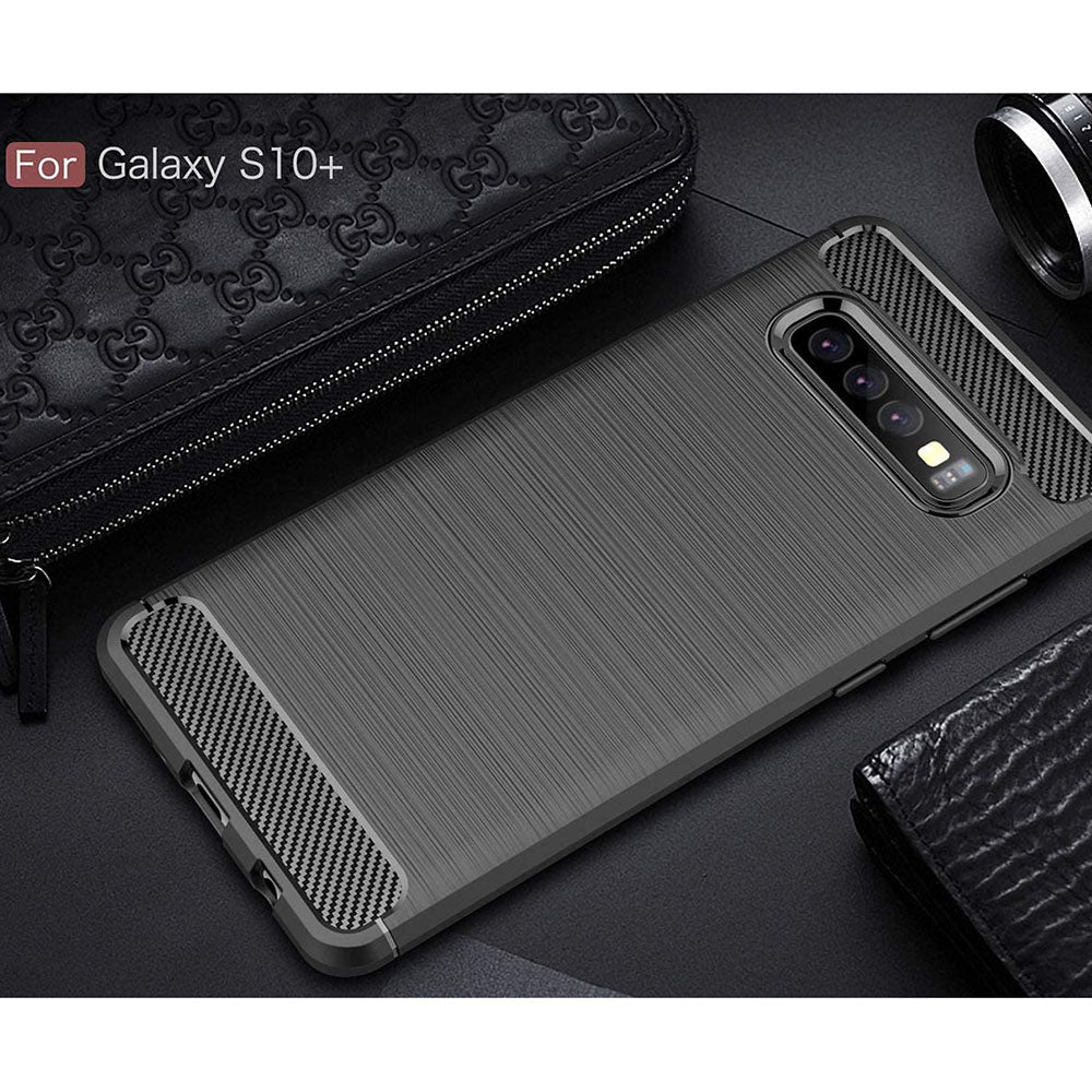 Ovitek za Samsung Galaxy S10+ G975, Techsuit, Karbon, Črn
