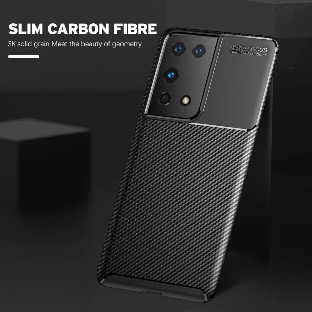 Case for Samsung Galaxy S21 Ultra 5G G998, Techsuit, CarbonFiber, Black