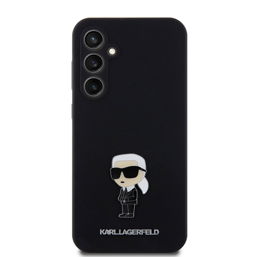 Ovitek za Samsung Galaxy S23 FE S711, Karl Lagerfeld, Silicone Ikonik Karl Metal, črn