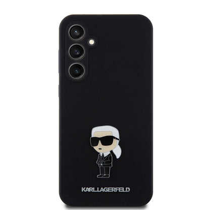 Ovitek za Samsung Galaxy S23 FE S711, Karl Lagerfeld, Silicone Ikonik Karl Metal, črn