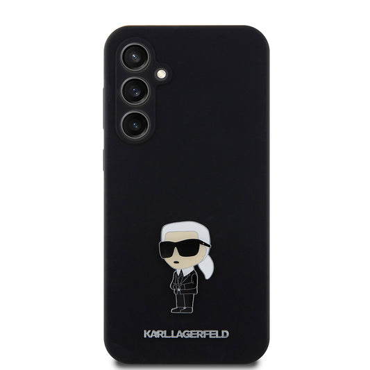 Ovitek za Samsung Galaxy S23 FE S711, Karl Lagerfeld, Silicone Ikonik Karl Metal, črn