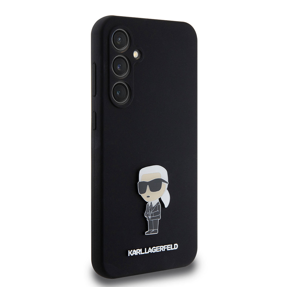 Ovitek za Samsung Galaxy S23 FE S711, Karl Lagerfeld, Silicone Ikonik Karl Metal, črn