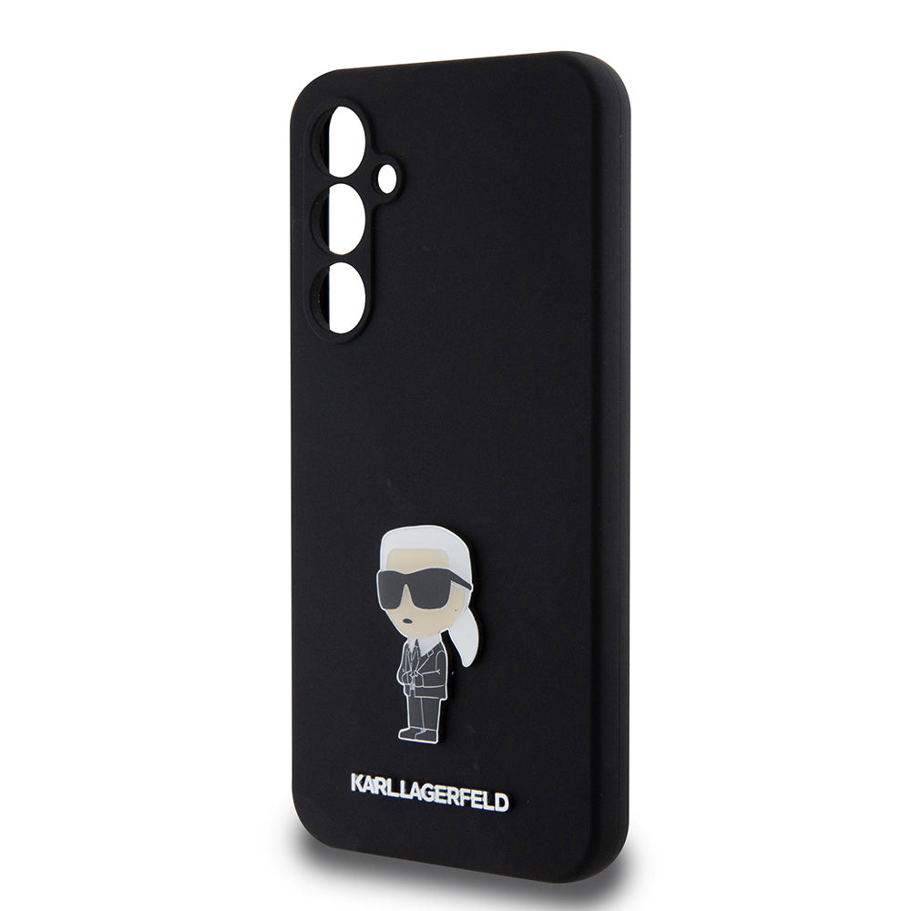 Ovitek za Samsung Galaxy S23 FE S711, Karl Lagerfeld, Silicone Ikonik Karl Metal, črn