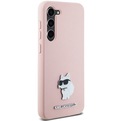 Ovitek za Samsung Galaxy S23+ S916, Karl Lagerfeld, Silicone Choupette Metal, Roza