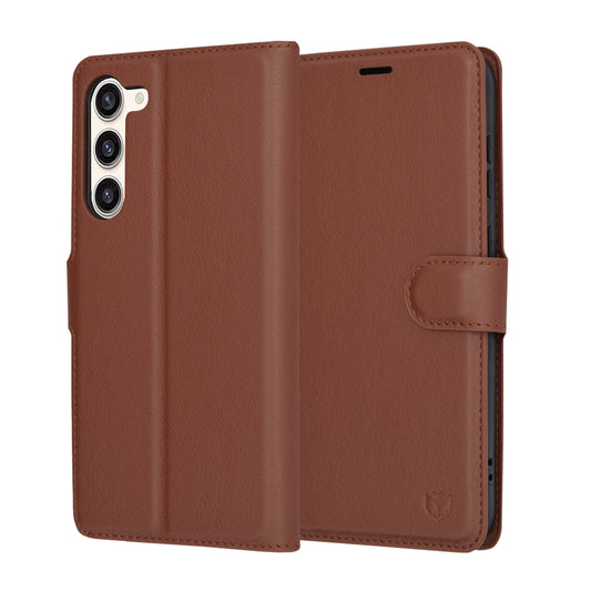 Ovitek za Samsung Galaxy S23+ S916, Techsuit, usnjeni folio, rjav