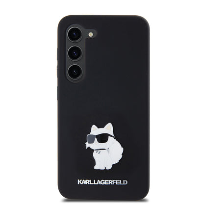 Ovitek za Samsung Galaxy S23 S911, Karl Lagerfeld, Silicone Choupette Metal, črn