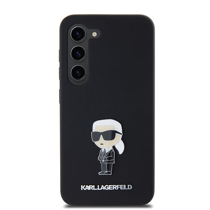 Ovitek za Samsung Galaxy S23 S911, Karl Lagerfeld, Silicone Ikonik Karl Metal, črn