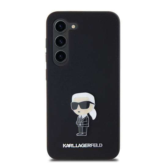 Ovitek za Samsung Galaxy S23 S911, Karl Lagerfeld, Silicone Ikonik Karl Metal, črn