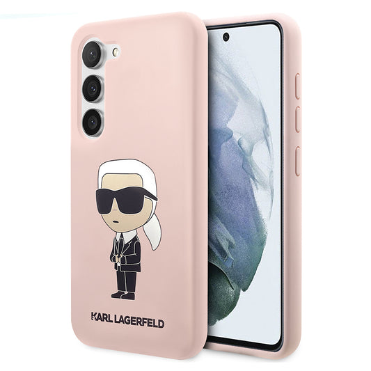 Ovitek za Samsung Galaxy S23 S911, Karl Lagerfeld, Silicone Ikonik Karl, Roza