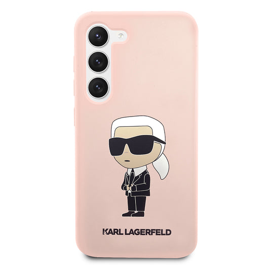 Ovitek za Samsung Galaxy S23 S911, Karl Lagerfeld, Silicone Ikonik Karl, Roza