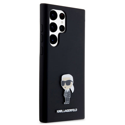 Case for Samsung Galaxy S23 Ultra S918, Karl Lagerfeld, Silicone Ikonik Karl Metal, Black
