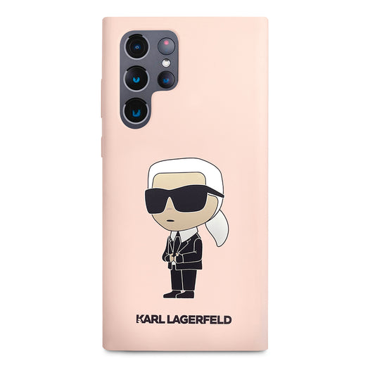 Ovitek za Samsung Galaxy S23 Ultra S918, Karl Lagerfeld, Silicone Ikonik Karl, Roza