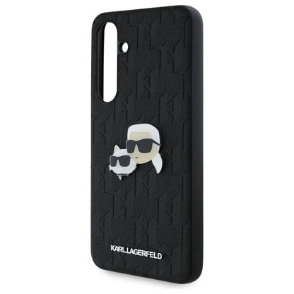 Ovitek za Samsung Galaxy S24 FE S721, Karl Lagerfeld, Monogram Karl & Choupette's Heads, Črna