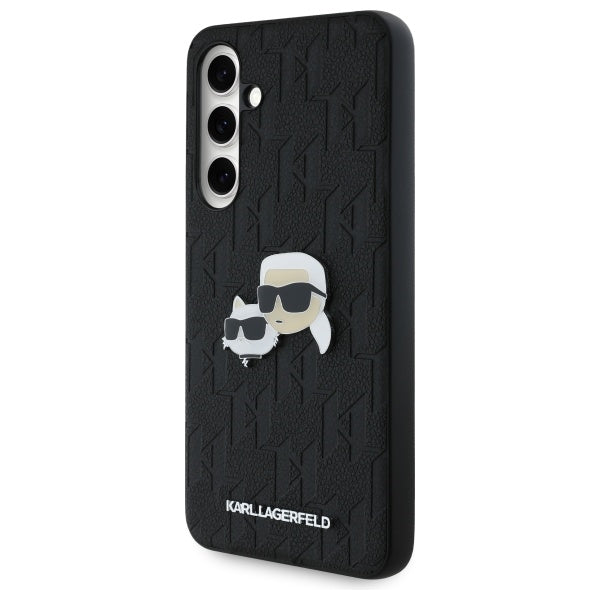 Ovitek za Samsung Galaxy S24 FE S721, Karl Lagerfeld, Monogram Karl & Choupette's Heads, Črna